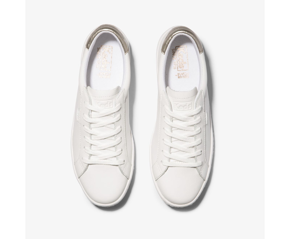 Tenis Keds Mujer Blancos - Ace Cuero - 5869-WZYOH